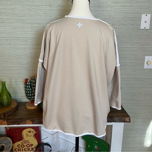 Tuckernuck Beige Sand & White Farah Terry Pullover Oversized Size XS/S Sporty - Picture 6 of 9